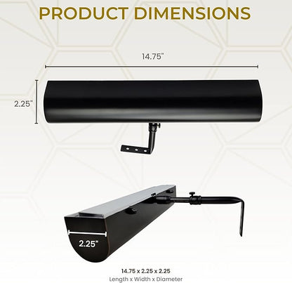 Royal Designs, Inc. Cordless Remote Control LED Picture Light, Dimmable with Timer Function, Black, 14.75 Inches, 2 Pack
