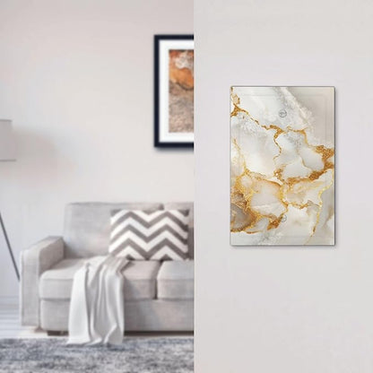 Gold Marble Crack Simple Abstract Print Light Switch Cover Plate 1 Gang No Device Blank Electrical Wall Plates Faceplate Decorative Switch Plate for Bathroom Kitchen Home Decor