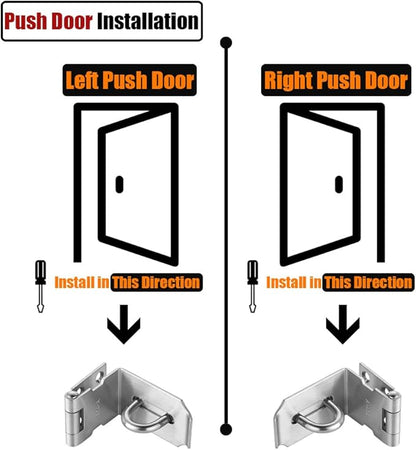 JQK Door Hasp Latch 90 Degree, Stainless Steel Safety Angle Locking Latch for Push/Sliding/Barn Door, 1.5mm Thickness Matte Black, 4 Inch, DH901-PB