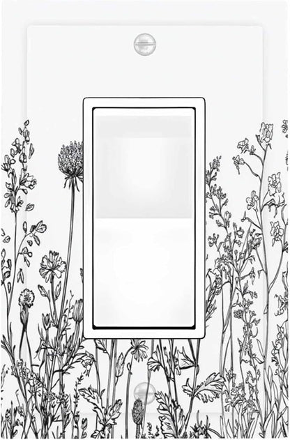 Decorative Outlet Covers Floral Wildflower Rustic Plant Leaves 1 Gang Single Rocker Light Switch Cover Plate Wall Plates Gfci Faceplate For Farmhouse Cabin Decor