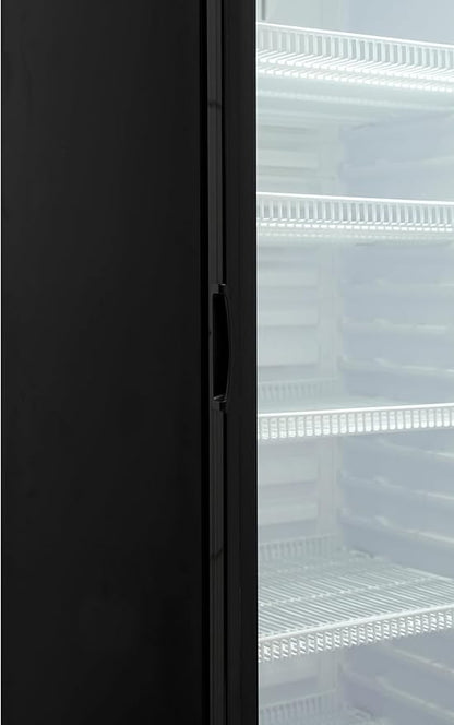 KoolMore 26 in. Commercial Glass Door Merchandiser Refrigerator with LED Lights, 15 cu. ft. in Black, ETL Listed (KM-MDR-1GD-15C)