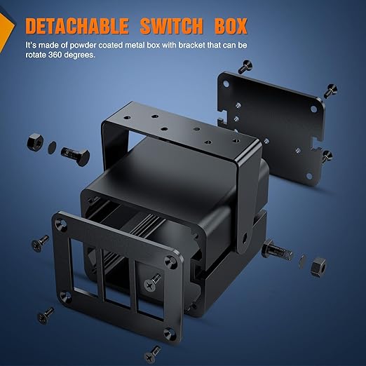 Nilight 3 Gang Rocker Switch Box 3 Holes Panel Detachable Installation Housing Waterproof Aluminum Rotatable Mount Bracket 12V 24V DIY Toggle Switches Voltmeter USB Socket for Boats Cars RVs Trucks