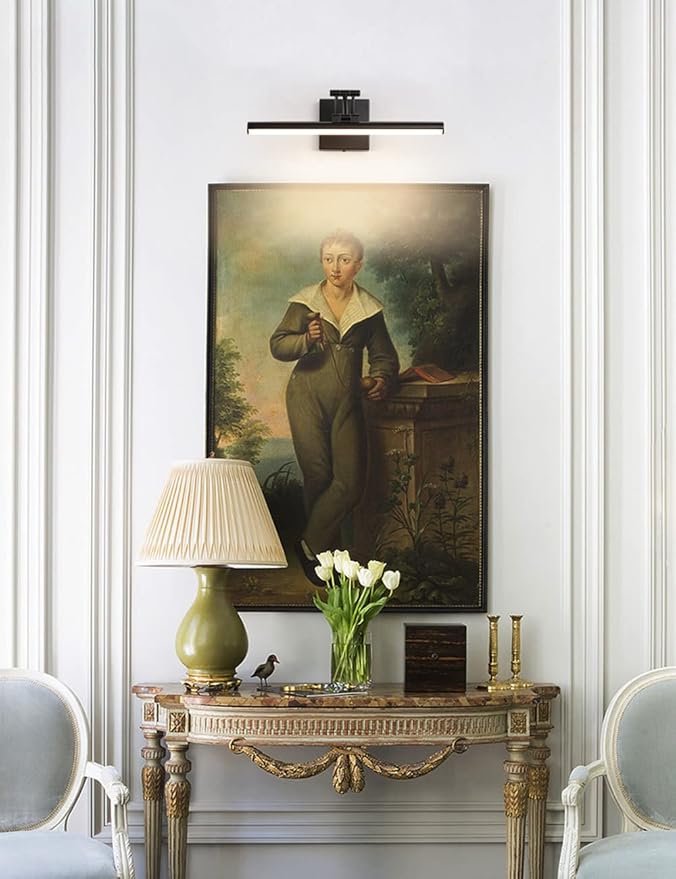 Joossnwell Modern Picture Light Black LED Picture Frame Lights for Paintings Hardwired 110V Gallery Light Artwork Lighting with Adjustable Swing Arm Art Display Lamp 15.5 Inch 7W Warm White