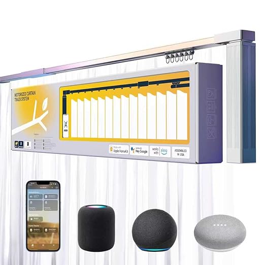 Smart Electric Curtain Motorized Track, Compatible with Alexa Google Assistant & Siri, Tuya App Remote Control, Adjustable to 5.2m(204 inch) for Living Room & Bedroom