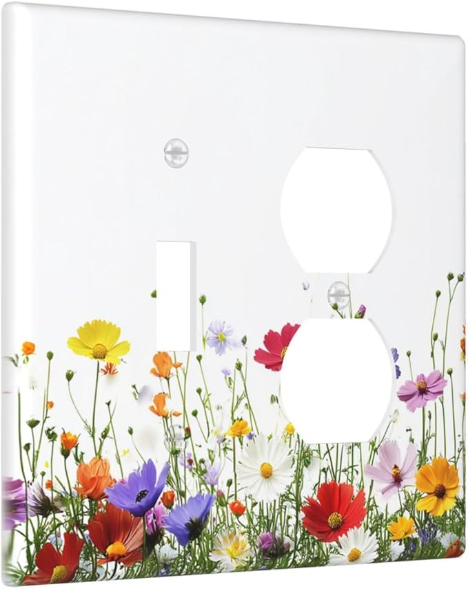 Wallplates Colorful Wildflowers Plant Floral Daisy 1 Toggle 1 Duplex Switch Plate Electrical Gfci Faceplate Decorative Light Switch Covers For Bed Room Living Room Decor