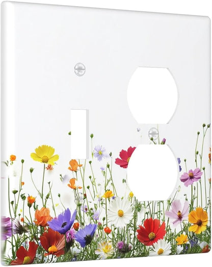 Wallplates Colorful Wildflowers Plant Floral Daisy 1 Toggle 1 Duplex Switch Plate Electrical Gfci Faceplate Decorative Light Switch Covers For Bed Room Living Room Decor