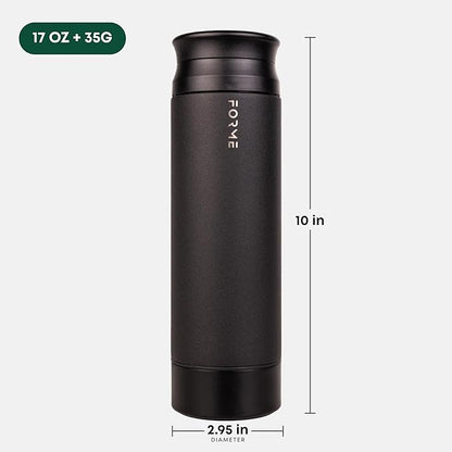 FORME - Blender Shaker Bottle, Leakproof Double Insulated Stainless Steel, Noiseless Shaker Bottle for Hot & Cold Drinks with Supplement Storage, Ideal for Protein & Shakes (Charcoal, 16.9 ounces)