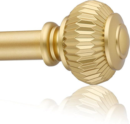 Gold Curtain Rods for Windows 28 to 48 Inches 6/8 Inch Adjustable Heavy Duty Curtain Rods with Lantern Ball Finials,Window Treatment Single Curtain Rod Set