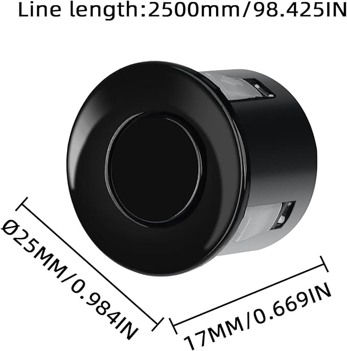New Feature Rear Parking Sensor with Selectable Distance in Feet, Bidirectional Display Options, and Customizable Numeric Orientation（Black）
