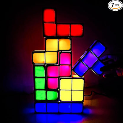 Night Light New Upgrades DIY Stackable LED 3D Puzzles Night Lamp Lights 7 Colors Night Lights Interlocking Induction Nightlights Novelty Tangram Lights Birthday Gifts for Teen
