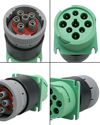 Diagnostic Plug 9pin J1939 Type 2 to 6pin J1708 Motorcycle Wiring Female Adapter, Green