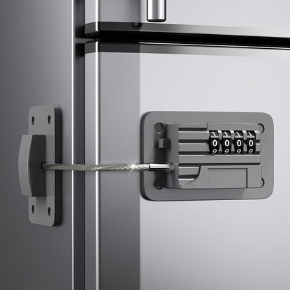 Upgraded Combination Fridge Lock for Child Safety, Keyless Refrigerator & Freezer Lock with Code for Kids, Grey