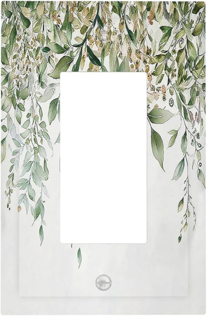 Decorative Outlet Covers Sage Green Eucalyptus Watercolor Plant Leaves 1 Gang Single Rocker Light Switch Cover Plate Wall Plates GFCI Faceplate for Bedroom Bathroom Decor