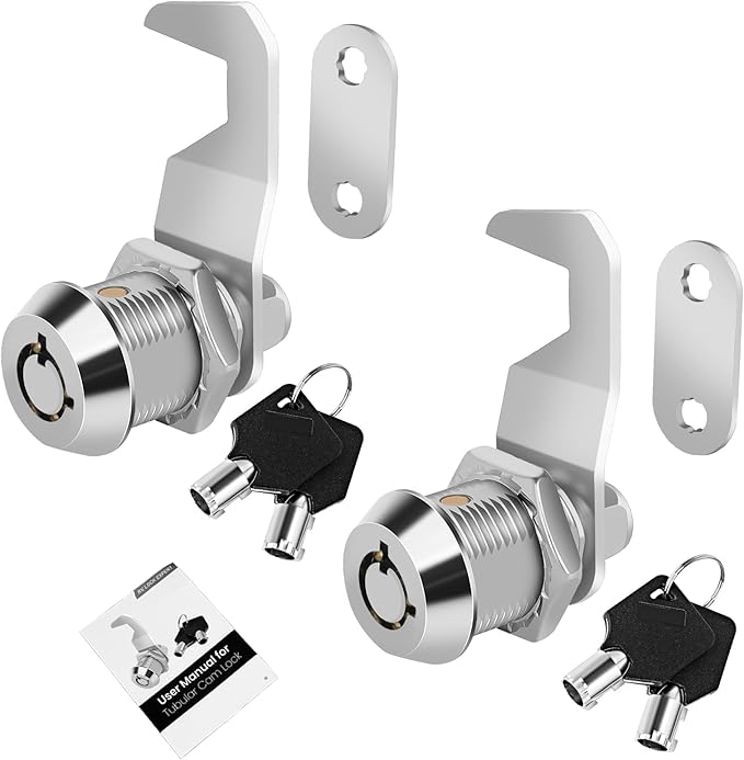5/8' Cabinet Cam Lock Keyed Alike, Hook Cam Tool Box Lock for RV Storage Compartment Door Tool Cart Mailbox with Manual, Zinc Alloy (5/8 Inch 2 Pack)