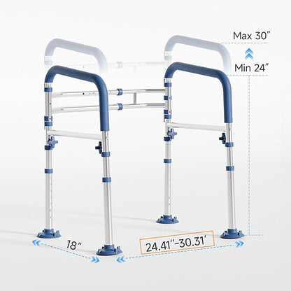 Toilet Safety Rails for Seniors,Height-Adjustable Toilet Frame Width-Adjustable Toilet Handles Toilet Rail Provides Support for Seniors ， Pregnant ，Disabled