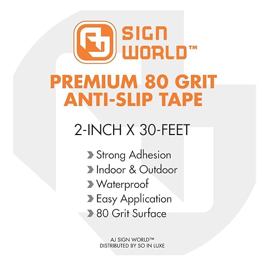 Best Anti-Slip Grip Tape, 2" x 30 FT, Black Color, 80 Grit, Industrial Grade, Indoor, Outdoor (2-Inch x 30 Feet Roll)