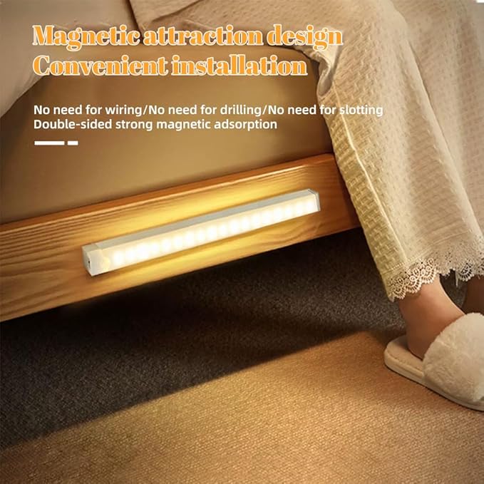 Punch-Free Smart Sensor Magnetic Rechargeable Led Lights, Rechargeable Motion Sensor Lights, Motion Sensor Light Indoor, for Wardrobes Kitchens Closets and Studios (4Set-White,20cm/7.87in)