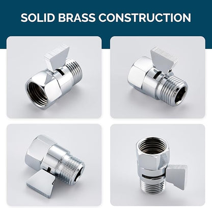 Angle Simple Shower Flow Water Valve, Brass Shut Off Valve for Hand Shower, RV Hose Flow Restrictor, Chrome