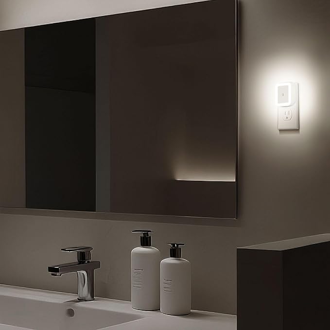 Night Light, 0.5W Daylight White LED Plug-in Night Light with Dusk to Dawn Sensor, Pack of 6 - Designed for Kids Room,Bedroom, Bathroom, Stairs, Kitchen