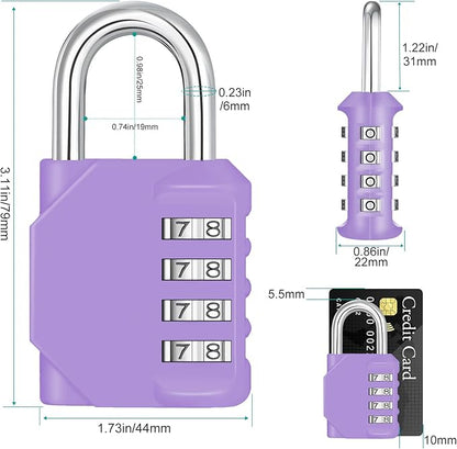 ZHEGE Combination Lock, 4 Digit Combination Padlock Outdoor, School Lock, Gym Lock (Purple)