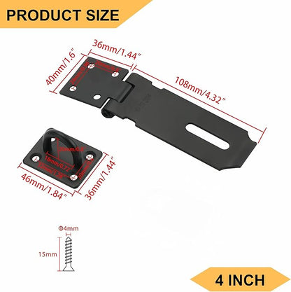 Alise 2pcs Door Locks Hasp Latch,4 Inch SUS 304 Stainless Steel Safety Packlock Clasp Hasp Lock Latch,with Fixing Screw for External Doors Window Cabinet Pet Cage,MS9B-4C-2P