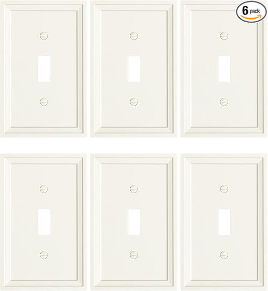 6-Pack Single Toggle Light Switch Covers Wall Plate, Light Almond Decorative Switch Plate Covers, 1 Gang Natural Bamboo Fiber Wall Plate, Corrosion Resistant