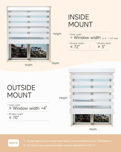 Smart Zebra Blinds for Windows, Alexa Motorized Blinds with Remote Control, Automatic Electric Power Zebra Shades for Indoor Windows (26" W x 72" H, White)