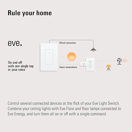 Eve Light Switch (Matter) 2-Pack – Smart Wall Switch for Apple Home, Alexa, Google Home, SmartThings; for Single-Pole & 3-Way switches; Thread, Requires Thread Router & Neutral Wire; UL-Certified