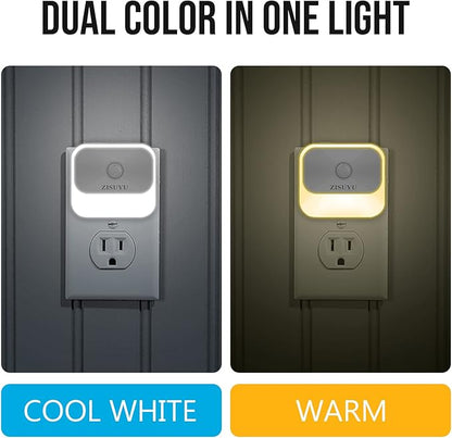 ZISUYU Motion Sensor Night Light Plug in with 3 Modes,Dual Colors,Dimmable,UL-Certified,Dusk to Dawn Sensor Nightlight Plug into Wall Ideal for Home Bathroom Kitchen Hallway Stair Toilet 4 Pack