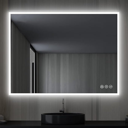 Blossom 48"X36" LED Bathroom Mirror with Lights, Front Lit and Backlight, Stepless Dimmable, Anti-Fog, Shatter-Proof Tempered Glass, Memory, 3 Colors Lighting Bathroom Mirrors for Vanity Makeup Mirror
