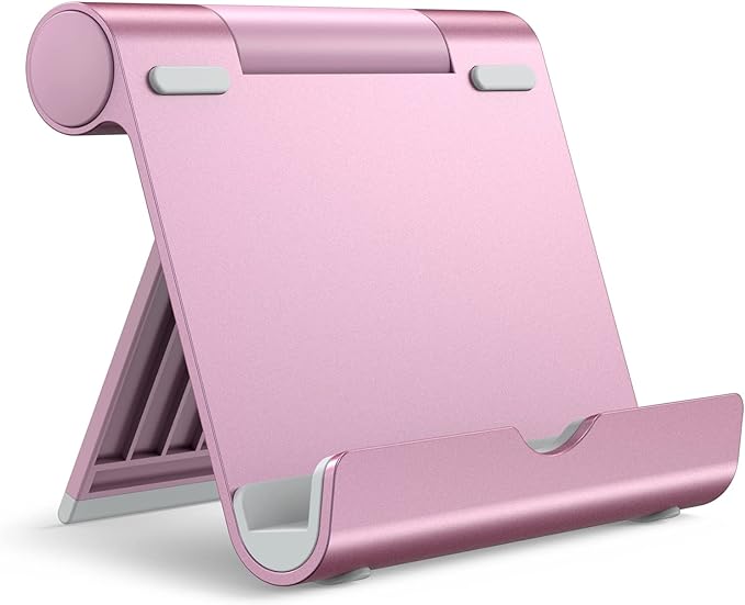 JETech Tablet Stand, Adjustable Portable Desktop Holder, Foldable Dock for iPad/iPad Pro/Air/Mini, Galaxy Tab A8/A7 Lite/A7/S8/S7, Kindle, Tab/Phones(4-11"), Rose Gold