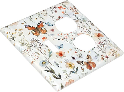 Wallplates Butterfly Floral Boho Multicolor Flower Leave 1 Toggle 1 Duplex Switch Plate Electrical GFCI Faceplate Decorative Light Switch Covers for Bed Room living Room Decor