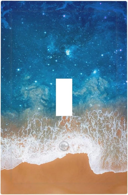 Blue Sea Ocean Beach Waves Single Toggle Light Switch Cover plate Outlet Cover Decorative Switchplate Wall Plates Electrical Panel Cover for Bathroom Living Room 5 X 3 IN