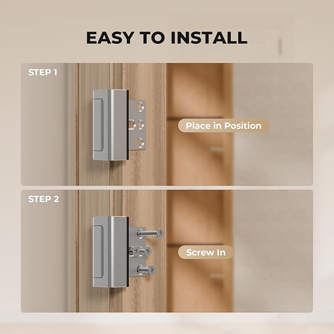 6 Pack Home Security Door Reinforcement Lock, Childproof Safety Door Lock Latch Stopper, Removable Screw-Mounted, Prevent Home Unauthorized Entry, Aluminum Construction, Withstands 800 lbs