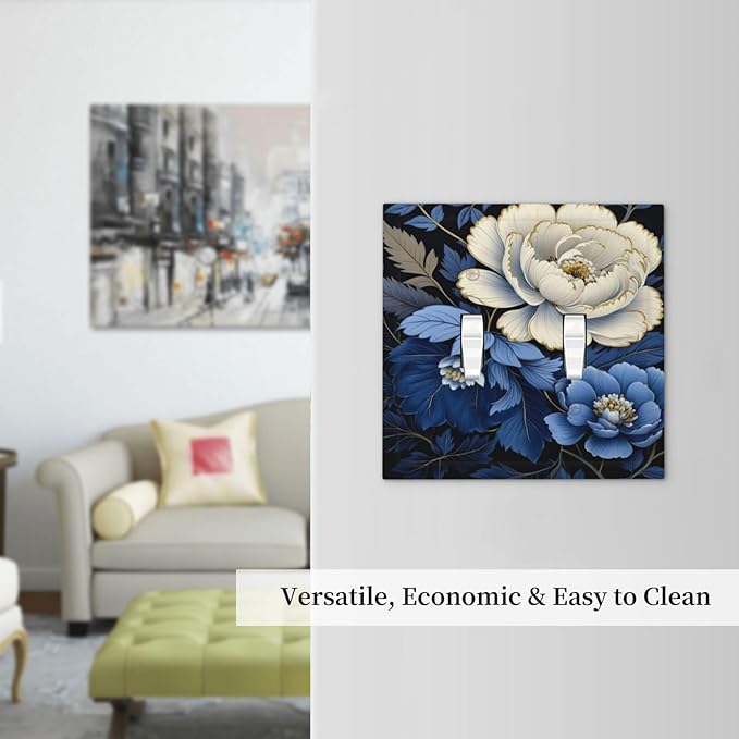 Blue White Flowers Light Switch Covers Double Toggle 2 Gang Wall Plate Dual Decorative Switchplate Electrical Faceplate for Farmhouse Decor