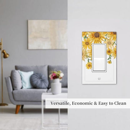 Sunflower Yellow Flowers Floral Decorative Outlet Covers 1 Gang Single Rocker Light Switch Cover Plate Wall Plates GFCI Faceplate for Bed Room Living Room Decor