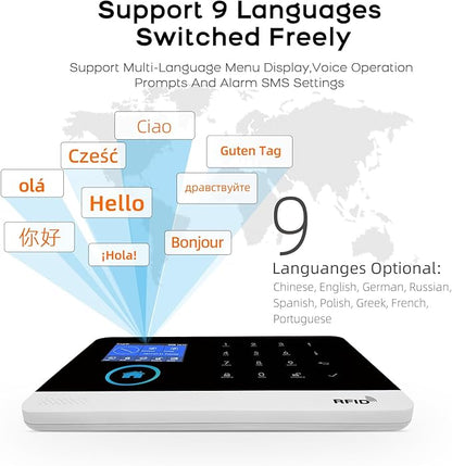 PGST Wireless Alarm System with 2MP HD Security Camera and 32GB Memory Card,4G SMS/Tuya APP Real-Time Alerts,17 Piece Home Security System,Motion Detector for Villa,Apartment,No Subscription Fee