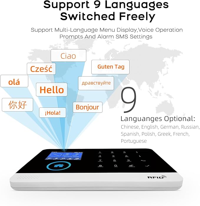 PGST WiFi Home Alarm System,2.4" Colorful Screen Home Security System,8 Pieces Wireless Burglar Door Alarm Kits,Motion Detectors,Siren,4G SMS/Phone Tuya APP Instant Alerts for Home,Villa,Apartment