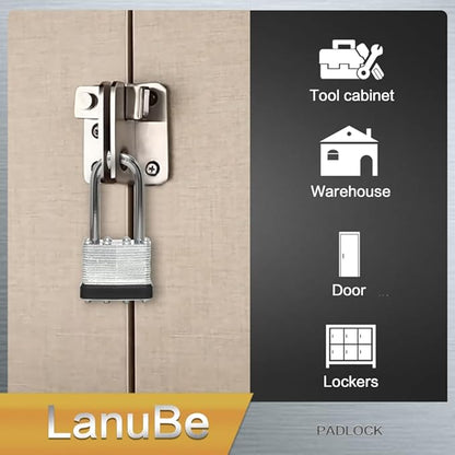 LanuBe Lock Laminated keyed Padlock (1-9/16", 40mm), keyed Alike Locks, Long Shackle,Marked Black Plastic Hoop, Pack of 48