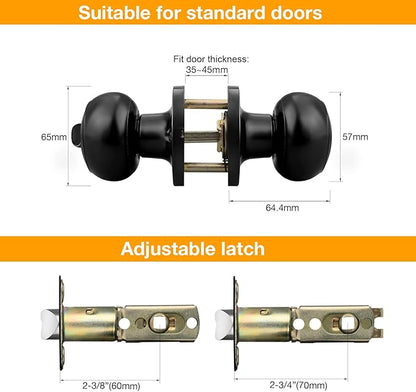 Gobrico Entry Door Locks Keyed-Alike Flat Ball Door Locksets with Same Keys in Black-Pack of 3