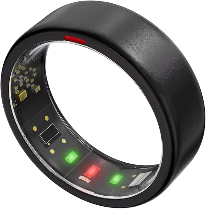 Ring OnePlus - Ultra-Thin Titanium Smart Ring - 7 Days Battery Life - Fitness/SPO₂/Stress/HR/Sleep Skin Temperature Tracker - No App Fee - iOS&Android Compatible (Black,Size 10)