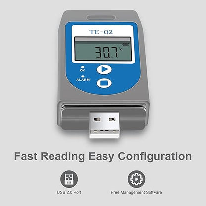 Temperature Data Logger, APRVTIO TE-02 10 PCS USB Temperature Data Recorder with PDF, 32000 Points, Plug and Play, Multi-Device Data Comparison, Calibration Certified