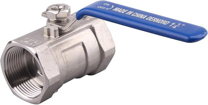 DERNORD Stainless Steel Ball Valve 1PC Type NPT Standard Port for Water, Oil, and Gas (1.25 Inch Ball Valve)