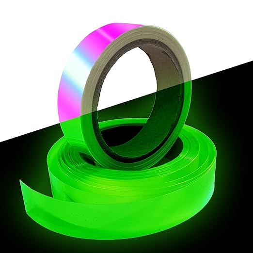 Glow in The Dark Tape - 33 FT X 1 Inch Fluorescent, Waterproof Luminous Reflective for Stairs, Walls, Steps, Exit Sign, Theatres, Staged & Dark Areas