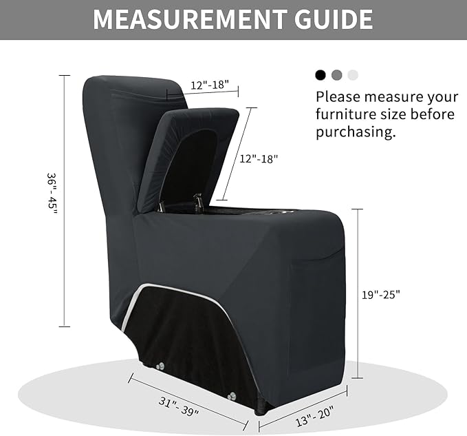 Easy-Going 100% Waterproof Recliner Console Cover, Stretch Middle Console Couch Covers for Reclining Sofas, Sectional L-Shape Furniture Protector for Kids & Pets, 1 Console Cover, Dark Gray