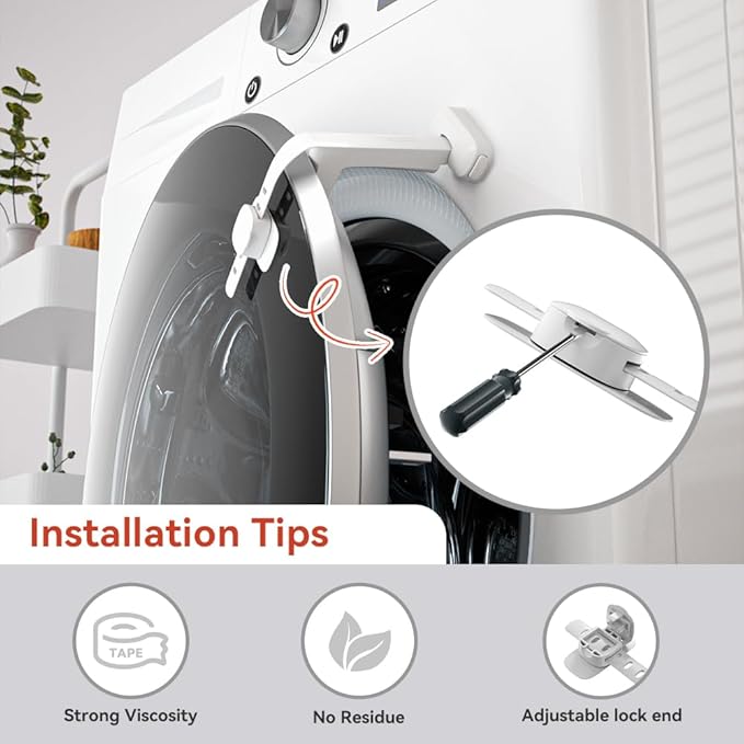 EUDEMON Baby Safety Washer/Dryer Door Stopper,Front Load Washer Door Prop for Kids, Child Washing Machine Door Holder, Safety Door Lock for Washer & Dryer (1 Pack,White)
