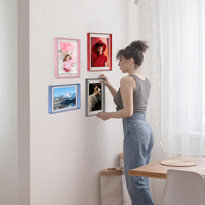 8x10 Picture Frames, Stunning Color Acrylic Photo Frame, Wall & Tabletop Display Frames, Modern Floating Style for Home Office Decoration, Orange (1 Pack)