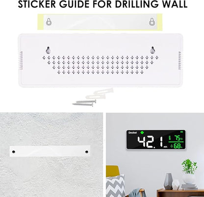 Decibel Meter Wall Hanging Sound Level Meter 11 inch Large LED Display Noise Temperature Humidity Meter with Alarm Icons Indicator Wide Applications for Classroom, Studio, Home, Factory
