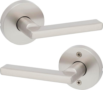 Kwikset Halifax Interior Passage Door Knob, Round Handle for Closet and Hallway Doors, Non-Locking Doorknob in Satin Nickel, with Microban Protection