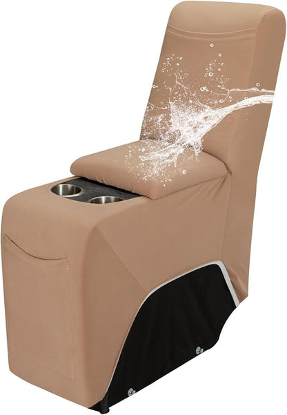 Easy-Going 100% Waterproof Recliner Console Cover, Stretch Middle Console Couch Covers for Reclining Sofas, Sectional L-Shape Furniture Protector for Kids & Pets, 1 Console Cover, Camel